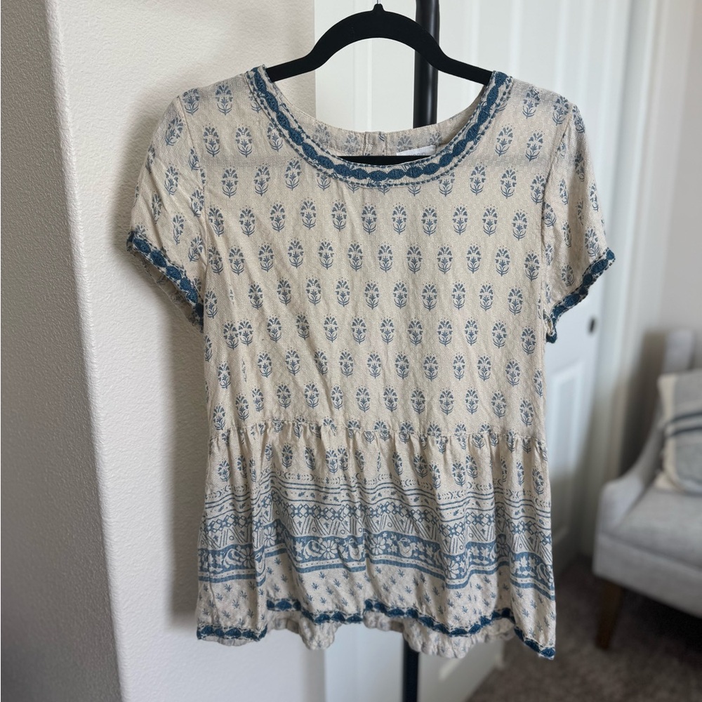 Sigrid Olsen Boho Embroidered Peplum Top – Size M